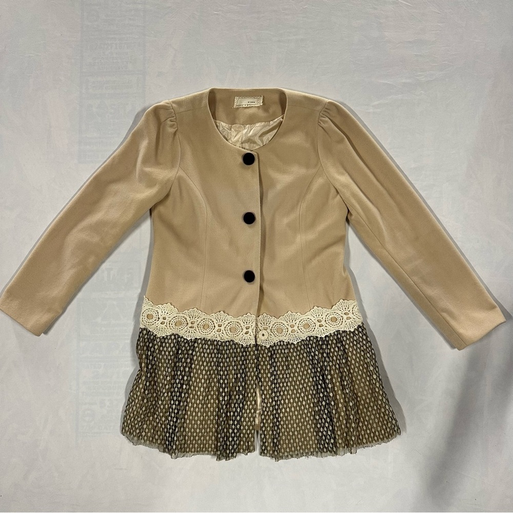 A'Reve Whimsical Cream coat with Lace Detail